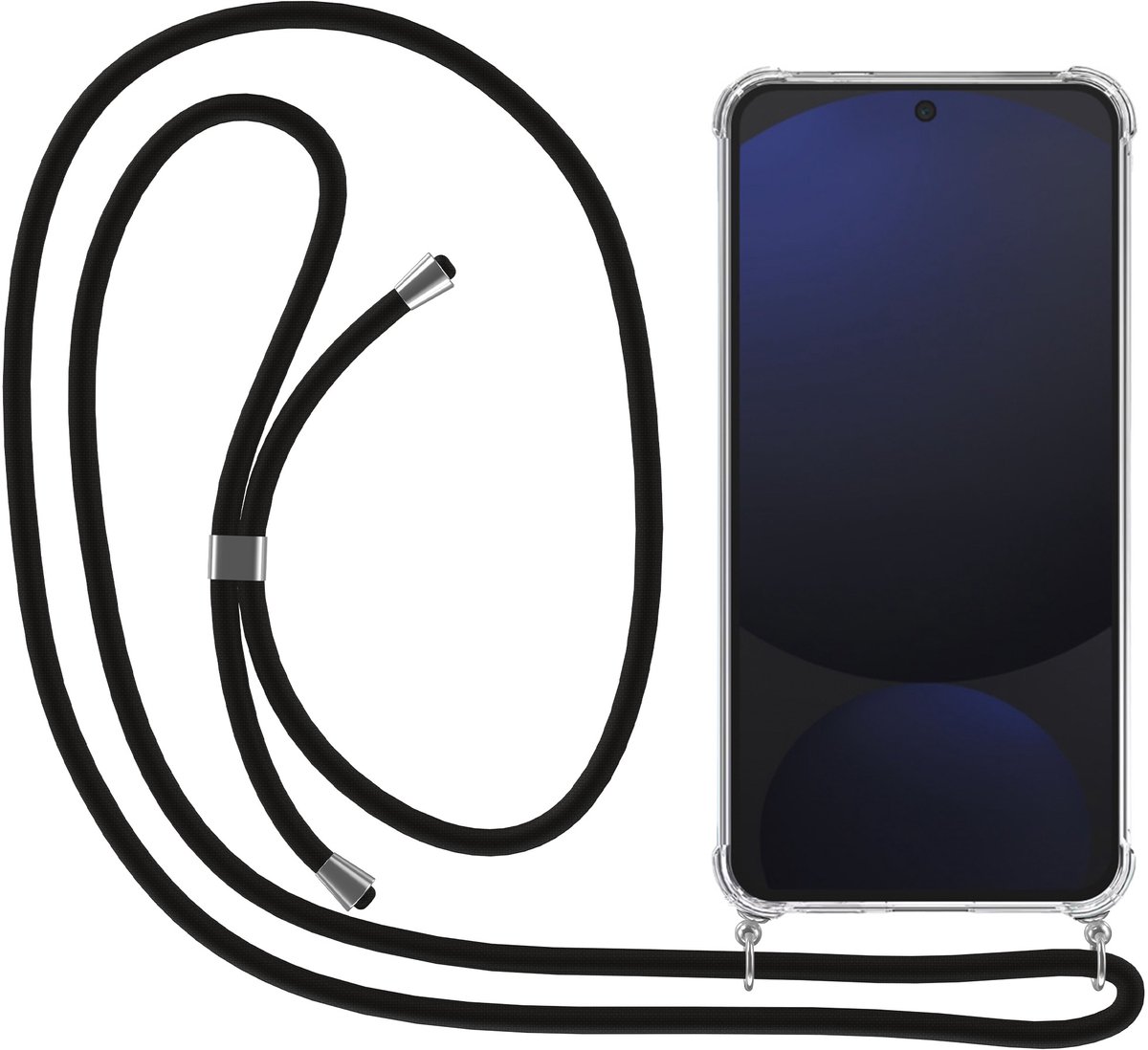 Smartphonica Telefoonhoesje Geschikt voor Samsung Galaxy S24 FE met Koord en Stootrand - TPU Backcover Shockproof met Lanyard - Transparant geschikt voor Samsung Galaxy S24 FE