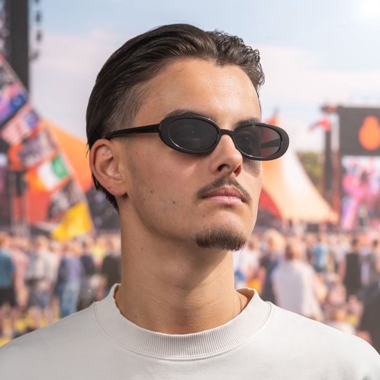 Zonnebril ovaal - Zonnebrillen - Festival bril - Rave bril - Glasses - Dik montuur - Zwart — afbeelding 3