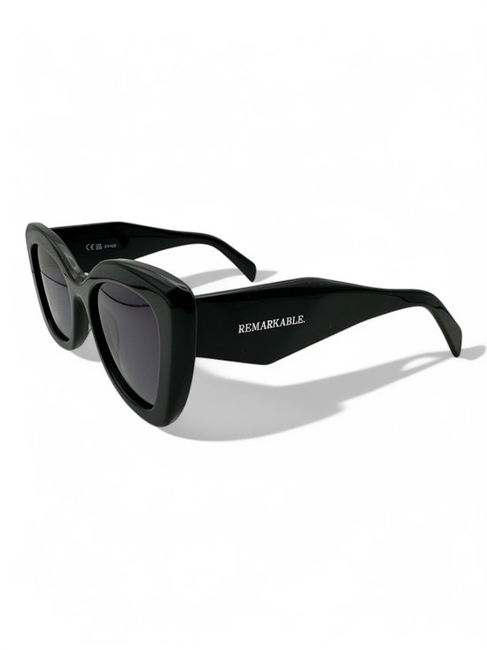 The Brand Remarkable - Zonnebril Unisex - Zonnebril Dames - Zonnebril Heren - Cat-Eye Zonnebril - Zwart - UV400 - Luxe, Duurzame & Trendy Zonnebril - Designer Zonnebril - Mode Zonnebril 2025 - Inclusief Beschermhoes - Polariserend Look van Merkloos — afbeelding 2
