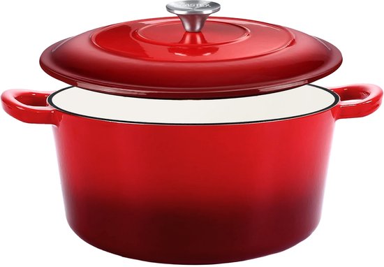 Castex Elegance Royal Gietijzeren Braadpan met Deksel 28 cm - Inductie Pan - Braadpannen Gietijzer - Rood