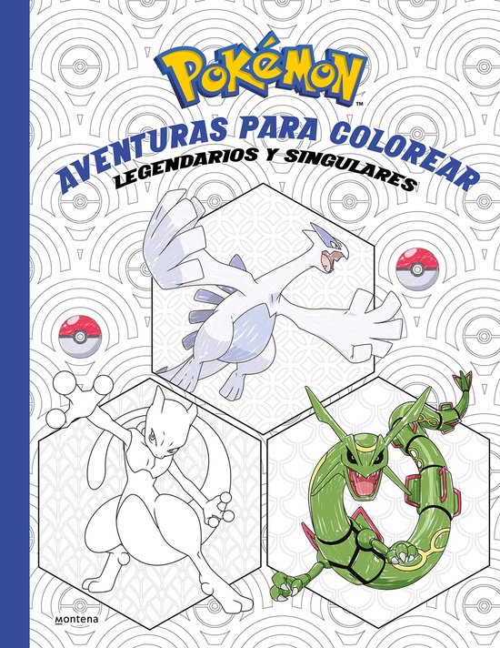 Pokémon kleurboek: Aventuras para colorear legendarios y singulares, met Lugia, Mewtwo en Rayquaza.