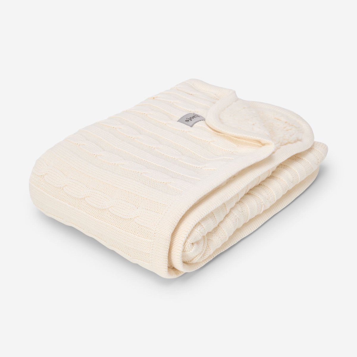 Sjoeli - Baby Deken Wieg - Teddy Knit - 75x100 - Ivory - 100% Katoen