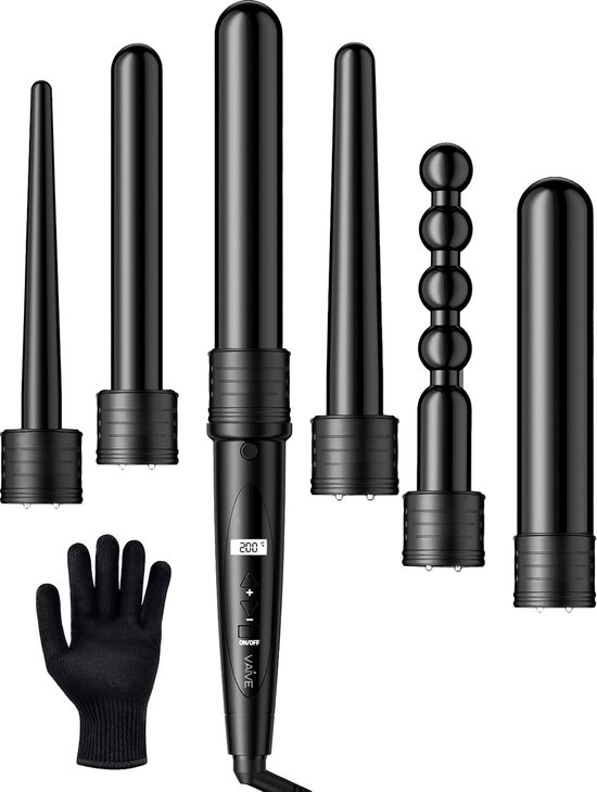 VAIVE Krultang met 6 Opzetstukken - Haarkruller - Krultangen - Curling iron - 32mm - 19 mm - 25mm