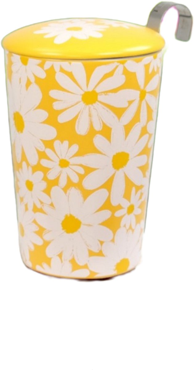 Eigenart TeaEve Daisy Geel – Porseleinen Theebeker 350ml met Theefilter