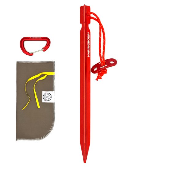 Haringboer® tentharingen – 12 x 18 cm aluminium – haringzak – carabiner