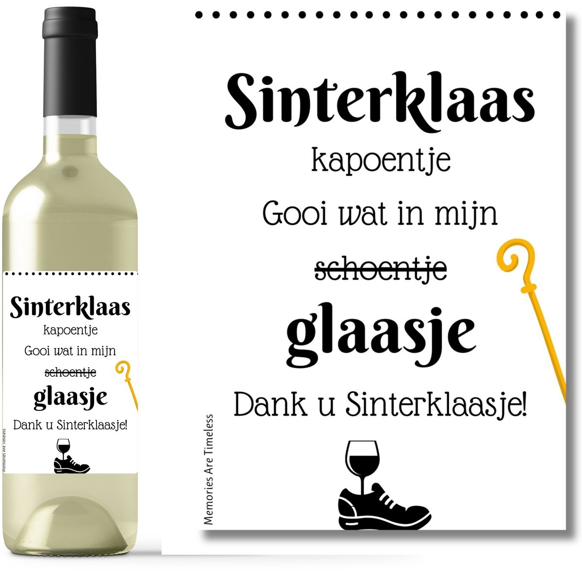 Wijnetiket Sinterklaas Kapoentje – Grappig Cadeau voor Volwassenen – Sticker A6