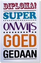 Geslaagd Wenskaart Diploma, Super onwijs goed gedaan! - 12x17cm - Gevouwen kaart inclusief envelop - Diploma Gehaald