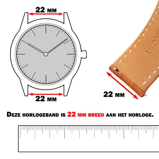 Bracelet de montre en cuir de veau Alligator marron 22 mm