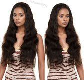 Frazimashop - Perruques femmes - cheveux humains - vague Lace Closure 4x4 perruque_100% cheveux humains_ Wave de corps Brazilian , perruques noires naturelles de 28 pouces.