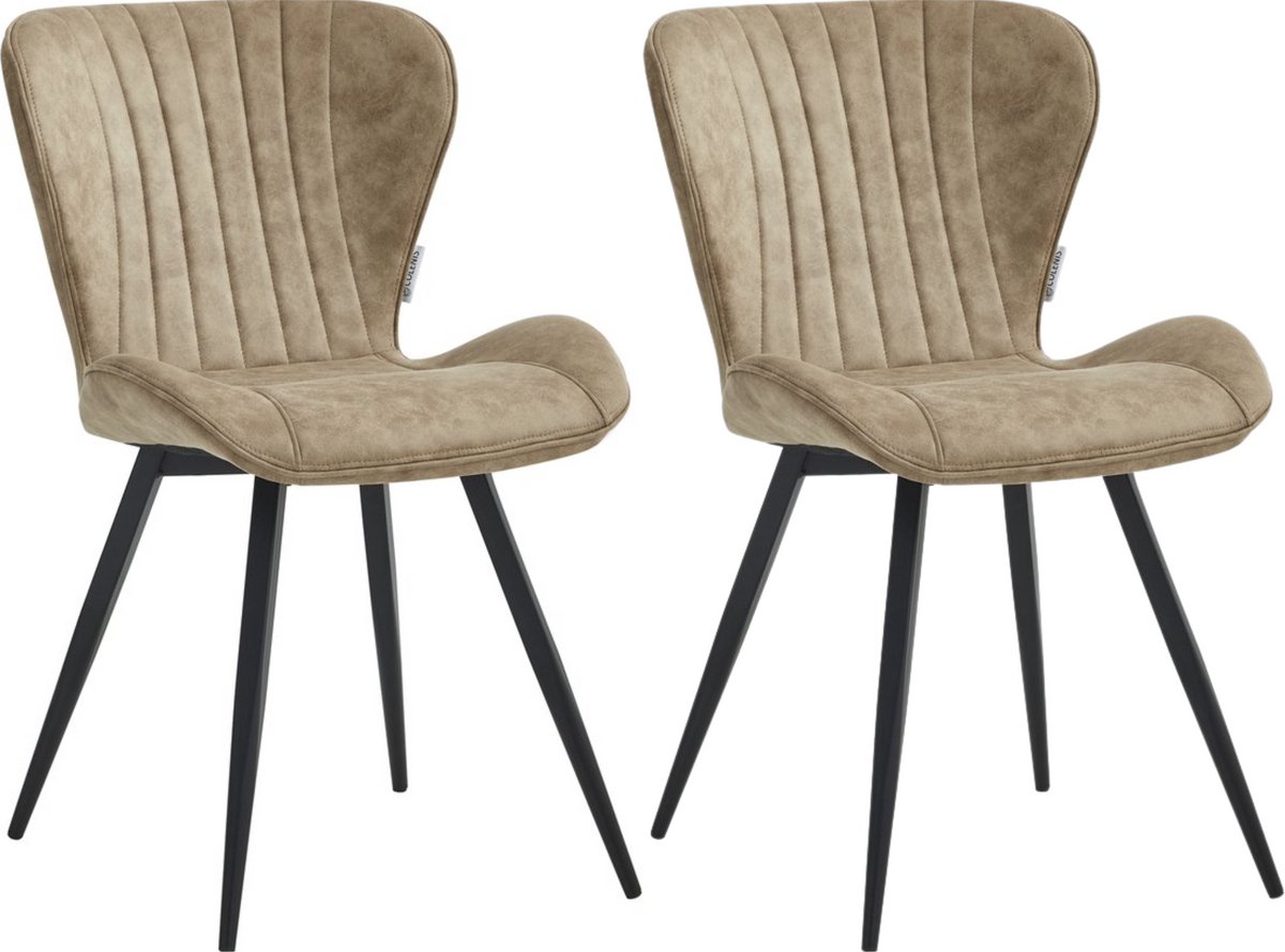 Colenis® - Star Eetkamerstoel - Set van 2 - Sand - Microvezel - Microfiber - Industrieel - Design - Eetkamerstoelen - Stoel