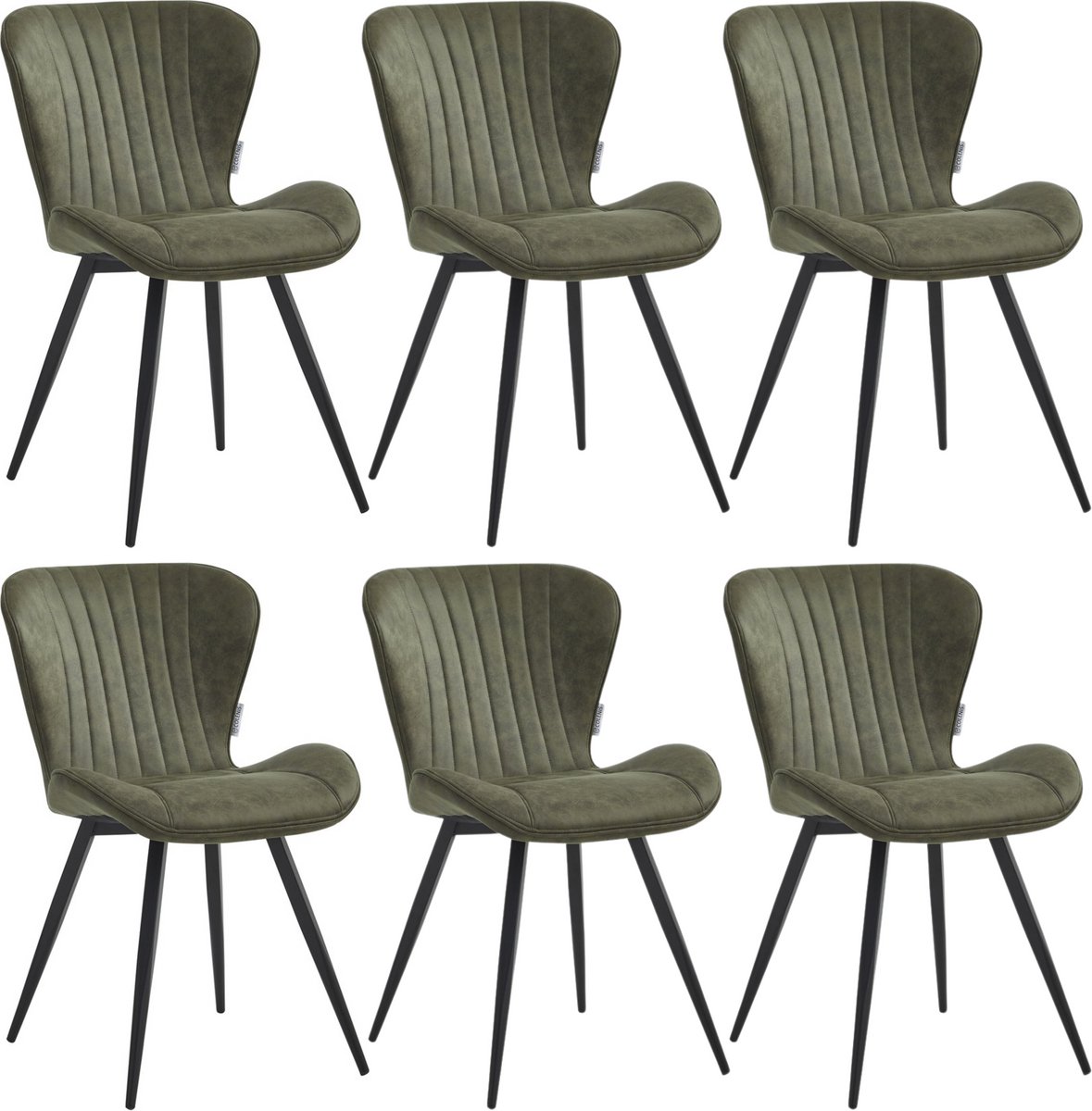 Colenis® - Star Eetkamerstoel - Set van 6 - Groen - Microvezel - Microfiber - Industrieel - Design - Eetkamerstoelen - Stoel