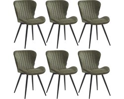 Colenis® - Star Eetkamerstoel - Set van 6 - Groen - Microvezel - Microfiber - Industrieel - Design - Eetkamerstoelen - Stoel