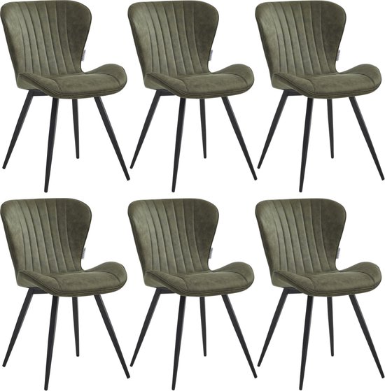 Colenis® - Chaise de salle à manger Star - Set de 6 - Vert - Microfibre - Microfibre - Industriel - Design