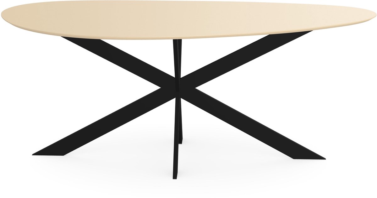 Melamine eettafel beige - kiezelvorm dun onderstel