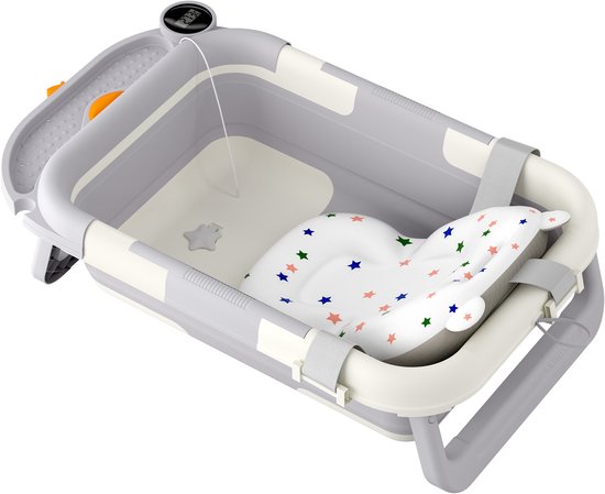 Baignoire Bébé Pliable Aufun - XL Ergonomique Avec Tapis, Idéale Maison Et Voyages