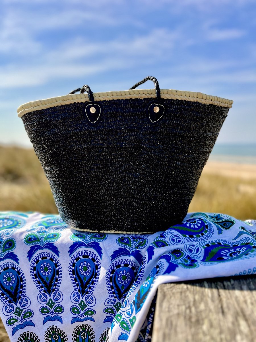 Bohemida- Rieten Tas - Boho Ibiza Shopper tas/Strandtas - Zwart Pailetten - Boodschappentas - Mandtas - Boodschappenmand