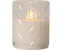 LED Stompkaars in Geribbeld Glas – Warm Wit Licht – Timerfunctie