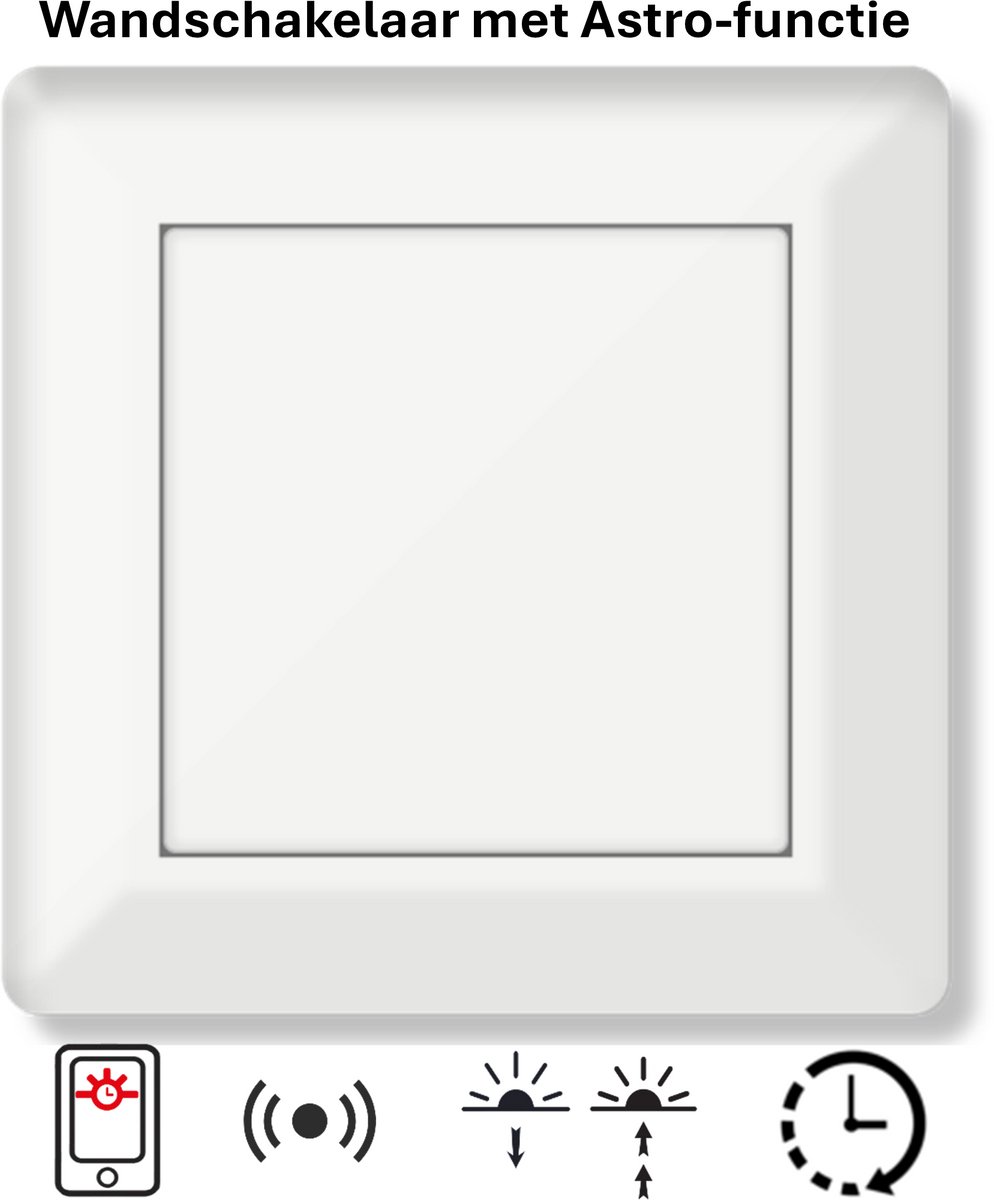 Freelux Led Schakelaar - Astro Tijdschakelaar met App - 2-polig | 230VAC/8A_2P - Inbouw - Stopcontact - Zuiver wit glans