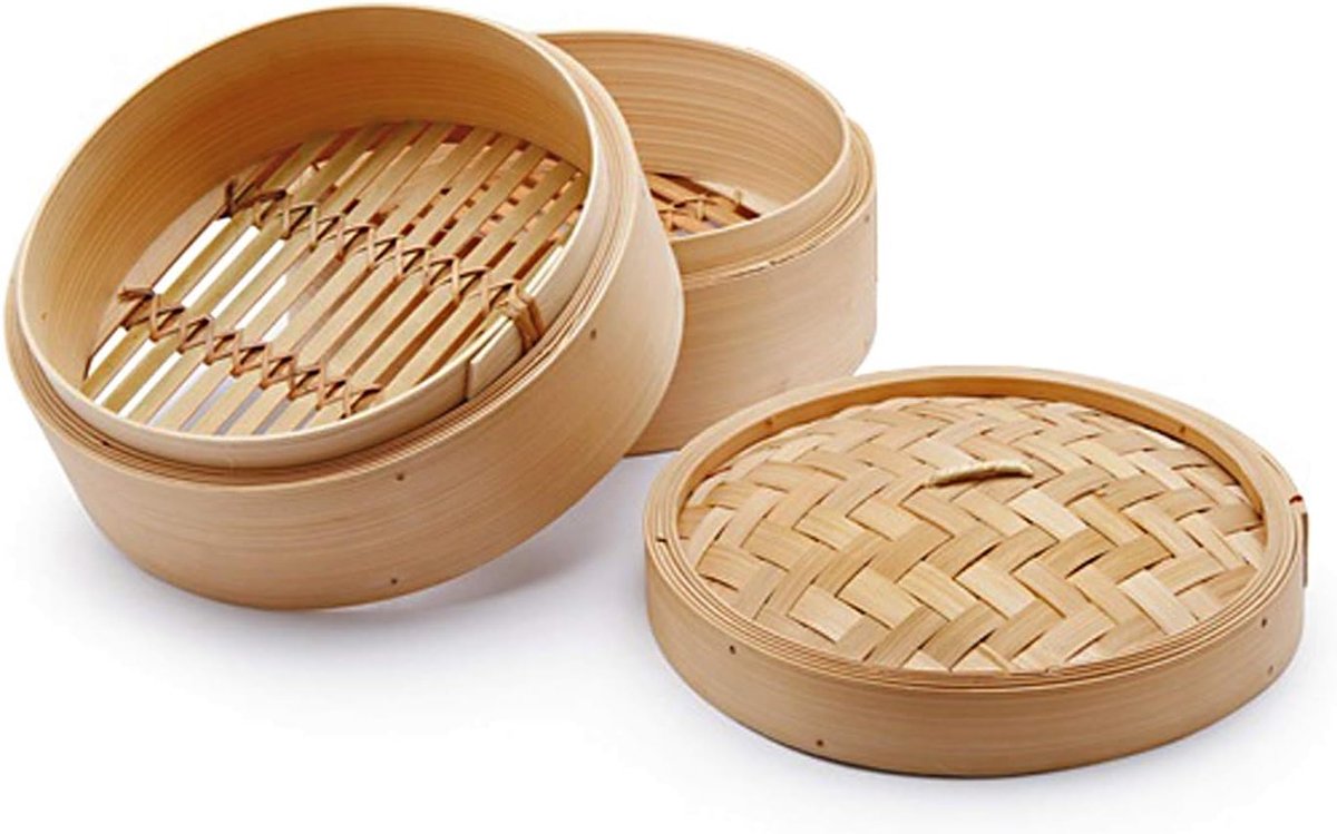 Cestello orientale voor stomen - 3-delige set van bamboe 25 cm