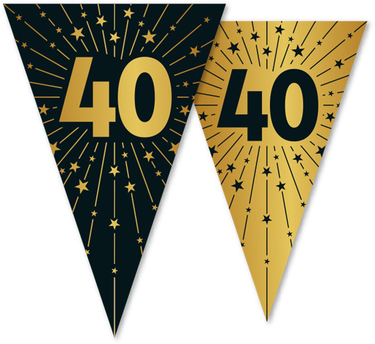 6x Vlaggenlijn 40 jaar zwart / goud 10 meter 2 zijdig bedrukt - Verjaardag Feestje Vlag Vlaggen Versiering Slinger Feestdecoratie Decoratie