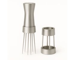 Adore Maison Barista | WDT Tool met 10 Naalden & Houder – Espresso Verdeler – Koffie Distributeur – WDT Tool Silver – Barista Accessoire voor Perfecte Espresso Extractie