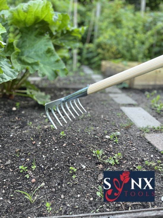 Synx Tools Tuinhark 8 tanden verzinkt - Bodembewerkers - Onkruidverwijderaar - Hark met steel - Totale lengte 75 cm van Synx Tools — afbeelding 4