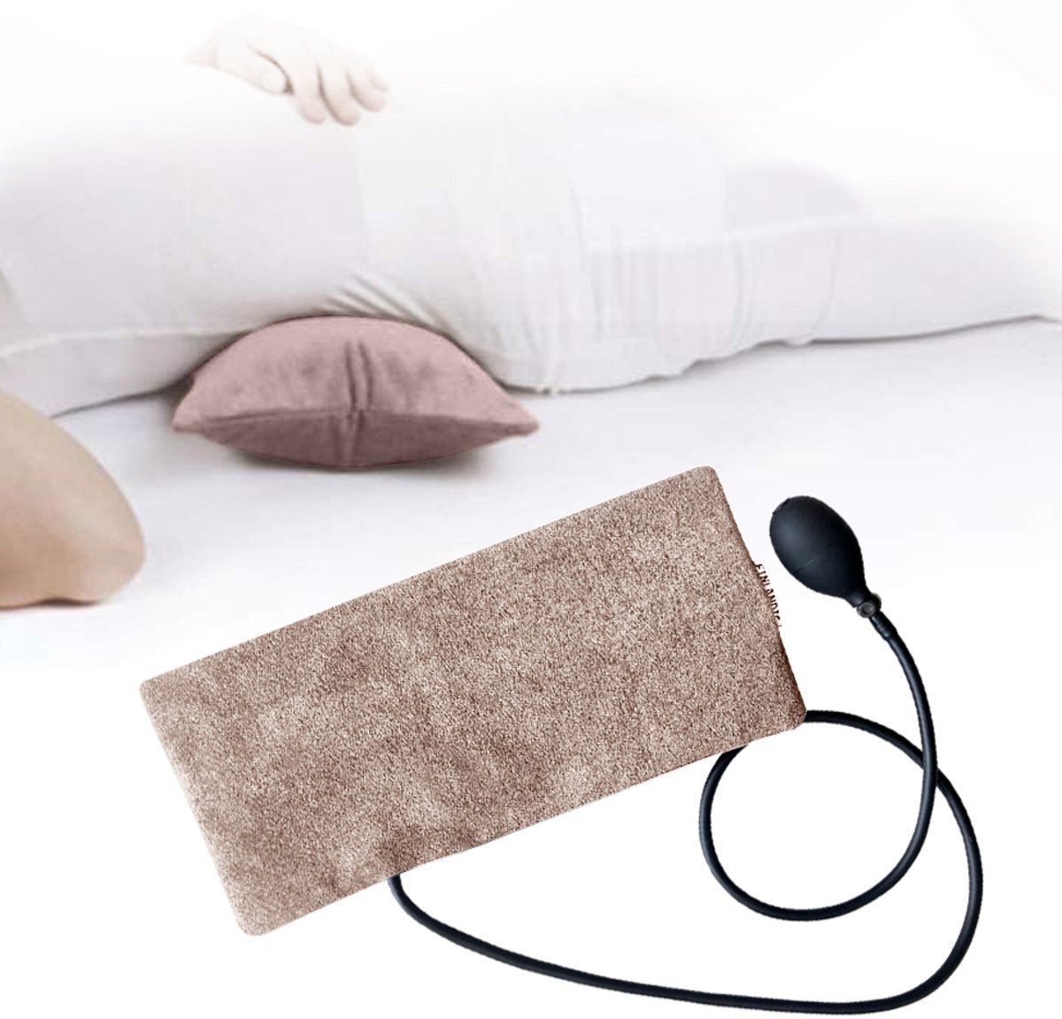Finlandic Orthopedisch Taupe Lendekussen - opblaasbaar - wasbaar - voor bureaustoel fauteuil en auto - taupe - ergonomische aanpasbaar rugkussen - steun kussen lage rugpijn