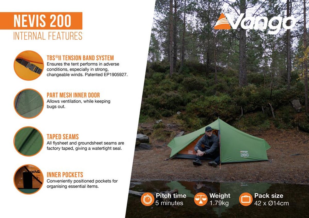 Vango Exedra 200 - Forest Green - Koepeltent - Lichtgewicht