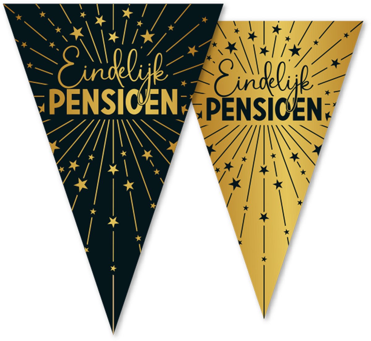 12x Vlaggenlijn Pensioen zwart / goud 10 meter 2 zijdig bedrukt - Feestje Vlag Vlaggen Versiering Slinger Feestdecoratie Decoratie