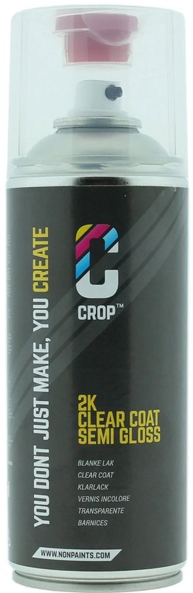 Vernis transparent CROP 2K en aérosol - Semi-brillant - 400 ml - Intérieur et extérieur - Séchage rapide - Vernis transparent - Qualité Premium
