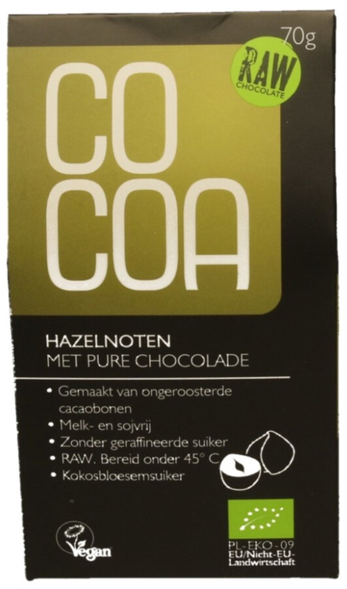 Goedkoopste Cocoa Hazelnoten met Pure Chocolade RAW 70GR