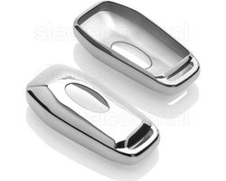 Autosleutel Hoesje geschikt voor Ford - SleutelCover - TPU Autosleutel Cover - Sleutelhoesje Chrome / Hoogglans Zilver