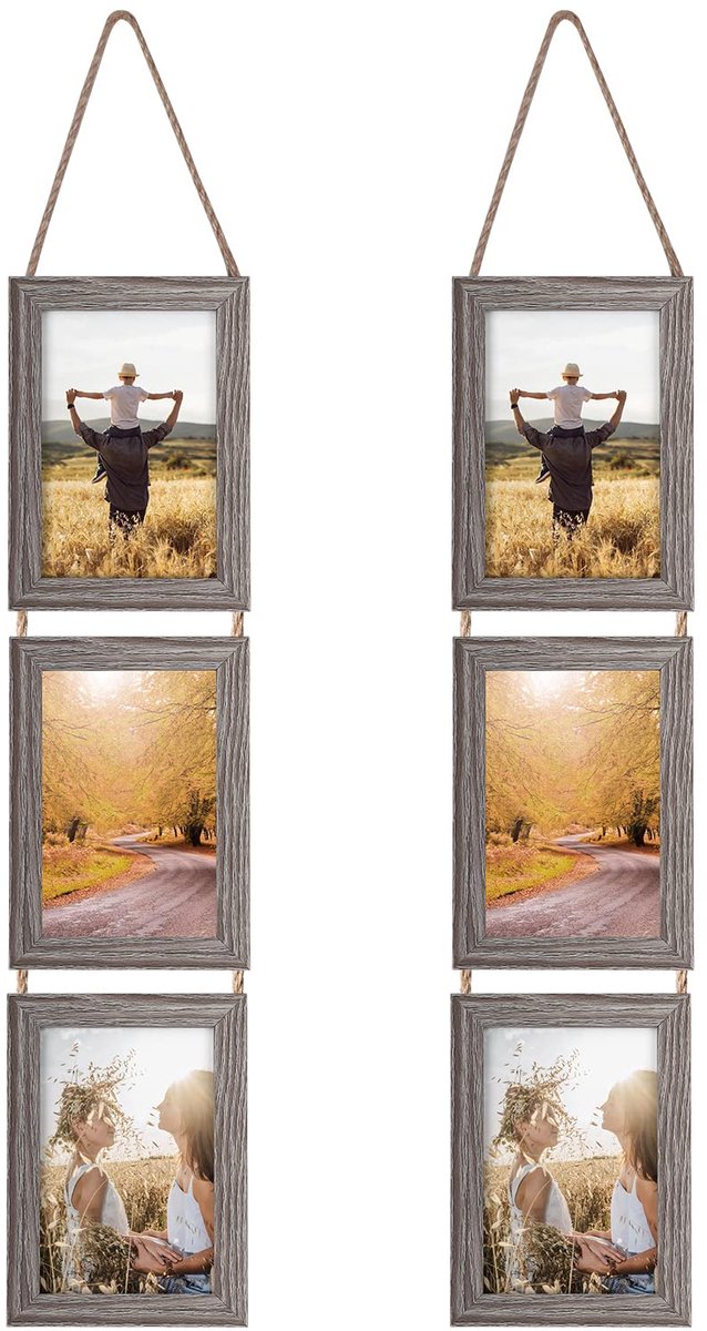 Unyqoos ® Elegante Collage Fotolijst Set voor 10x15 cm Foto's - Rustiek en Sfeervol Ontwerp grijs