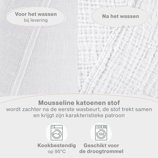 Laleni - Set van 10 Hydrofiele Doeken - Baby - 100% Katoen - 70x70 cm - Wit - Set van 20 van Laleni — afbeelding 4