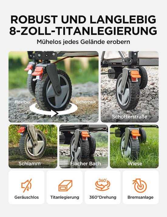 Opvouwbare Elektrische Bolderkar met 200L Inhoud en Offroad Wielen van House of Einstein — afbeelding 4