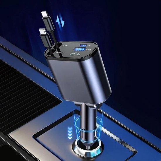 Chargeur Voiture USB-C 100W - 2 Ports (USB-A + USB-C), Charge Rapide PD QC3.0, Métallique