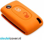 Autosleutel Hoesje geschikt voor Peugeot - SleutelCover - Silicone Autosleutel Cover - Sleutelhoesje Oranje