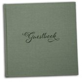 Neutral Guestbook - Luxury 21 x 21 cm hardcover with olive green cover - Guestbook visitors / Guestbook wedding / Guestbook bed and breakfast / Guestbook airBnB / Guestbook vacation home - Engelstalig gastenboek Engels