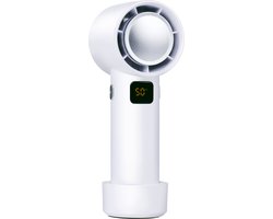 Lifetime Air Draadloze Bladloze Ventilator - USB Ventilator met Oplaadbare Accu - Handventilator 4 Snelheden - Compacte Draagbare Ventilator met Display - Wit