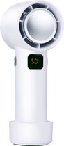 Lifetime Air Draadloze Bladloze Ventilator - USB Ventilator met Oplaadbare Accu - Handventilator 4 Snelheden - Compacte Draagbare Ventilator met Display - Wit