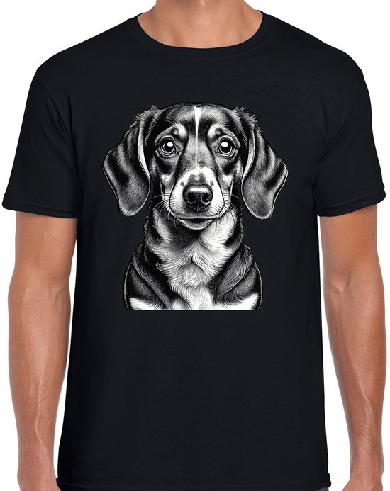 T-shirt Bellatio Decorations pour homme - Noir - Teckel - Amoureux des chiens - Taille M