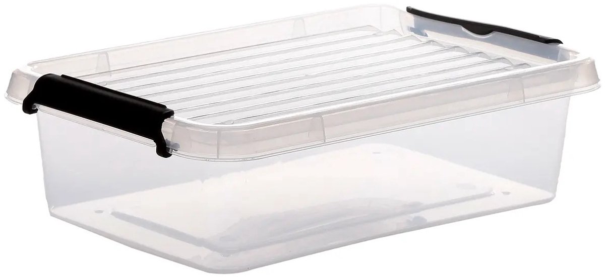 5Five opberg kist met deksel - Clip Box - 3 liter - 29 x 20 x 8 cm - kunststof - transparant
