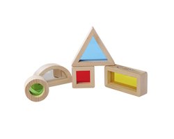Eichhorn - Bouwblokken in hout met acrylglas - montessori speelgoed - verschillende vormen en kleuren - boog met spiegel, driekhoek, rechthoek, vierkant en cirkel - oog hand coordinatie - ontwikkelingsspeelgoed - baby peuter