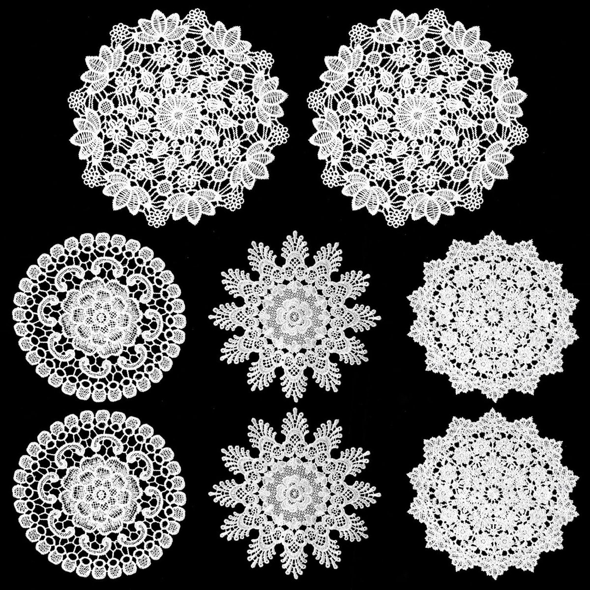 8 stuks 6 inch kanten kleedjes ronde gehaakte placemat handgemaakte katoenen onderzetters vintage witte tafel kleedjes decoraties voor keuken eetkamer feest bruiloft dressoirs decoratie