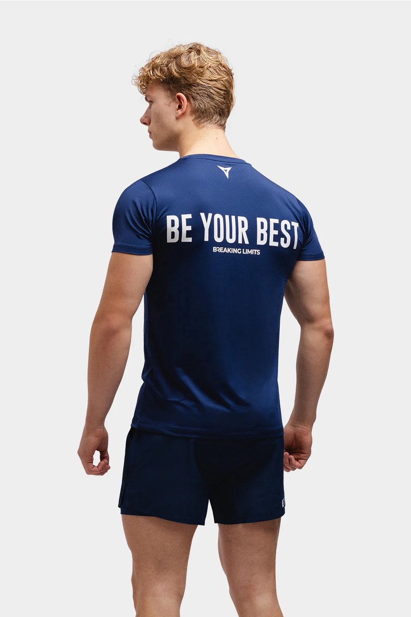 Breaking Limits T-Shirt Pro Edition Heren – Muscle Fit Mouwen – Ademend & Comfortabel – Navy Blue – Maat S