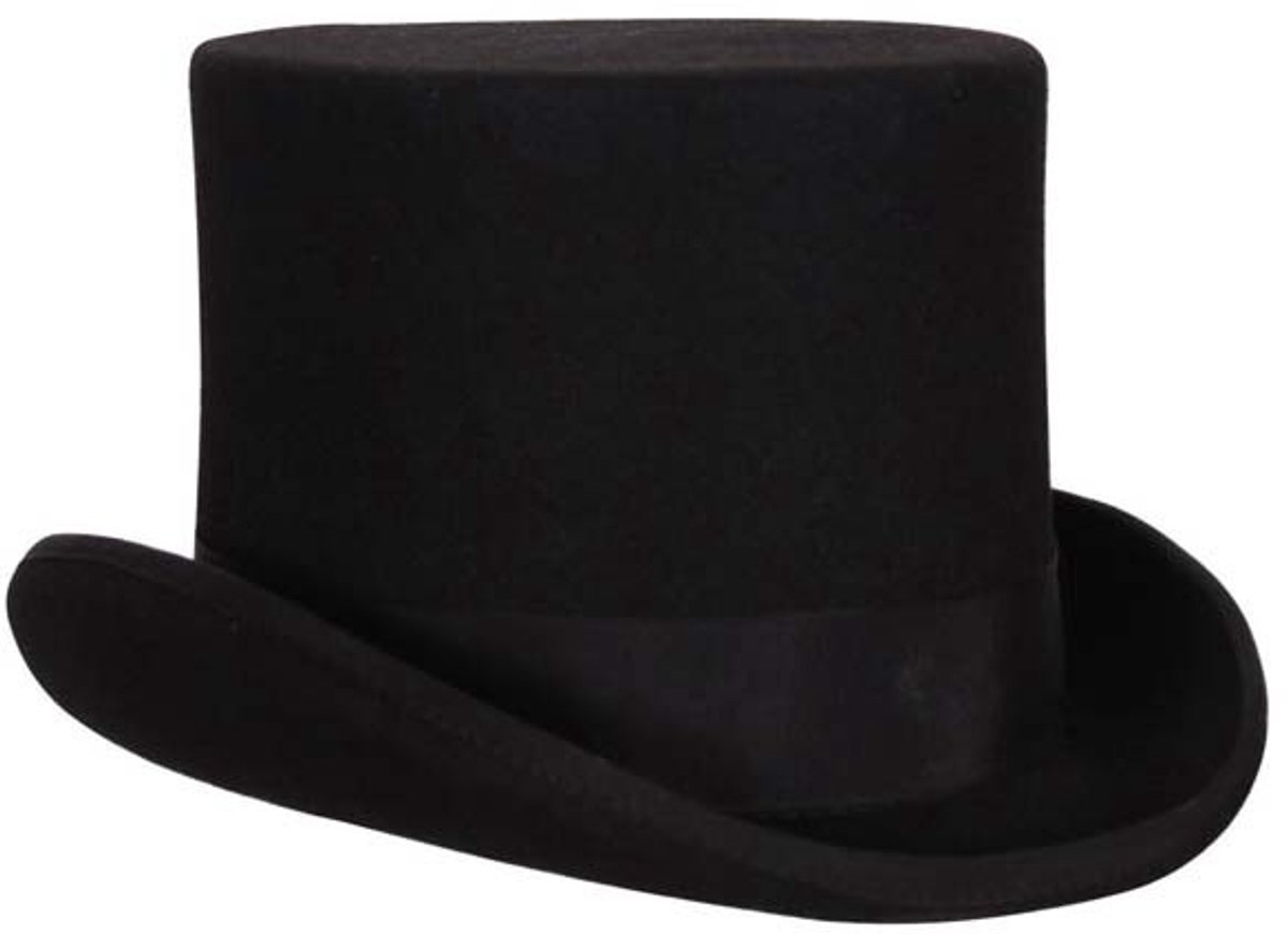 Hoge Hoed Deluxe - Zwart - 14cm - Maat 57