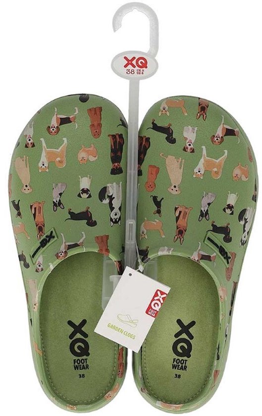 Sabot de jardin XQ femme - imprimé chien vert - caoutchouc - taille 38