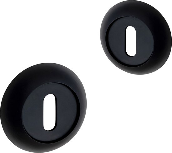 Eliot rond - rosace de porte - clé barbe - noir mat - lot de 2 pièces