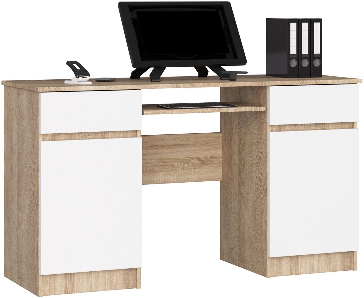 Bureau A5 / Computerbureau / Computer Tafel / Bureautafel / Sonoma Eik - Wit / 135 x 77 x 50 cm