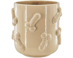 Housevitamin Pot - Planten Pot- Piemels - Keramiek - Beige - 17,5x17,5x17,5cm
